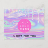 ギフト証書ホログラフユニコーンロゴピンクドリップ ポストカード (正面)