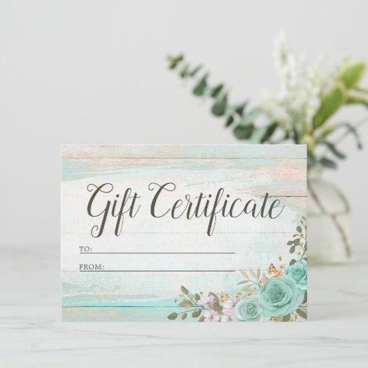 ギフト証素朴券ウッドシャビーフローラカード 招待状 (スタンド正面)