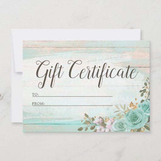 ギフト証素朴券ウッドシャビーフローラカード 招待状 (正面)