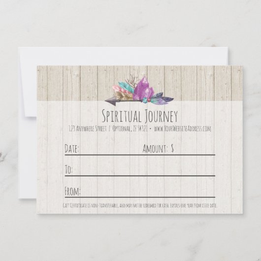 ギフト証素朴券ボヘミアン結晶&矢印 (裏面)