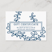 ギフト証航海の明青い海の植物パターン 名刺 (正面)