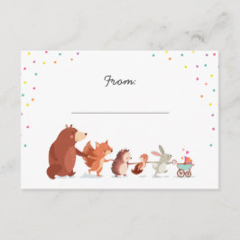 ギフト詩ベビーシャワー挿入カードウッドランド動物 エンクロージャーカード