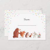 ギフト詩ベビーシャワー挿入カードウッドランド動物 エンクロージャーカード (正面/裏面)
