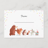 ギフト詩ベビーシャワー挿入カードウッドランド動物 エンクロージャーカード (正面)
