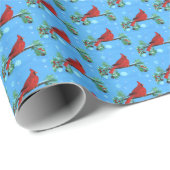 ギフト転がラップ子供芸術 – クリスマス（鳥）ショウジョウコウカンチョウ ラッピングペーパー (ロールコーナー)