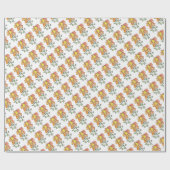 ギフト転がラップ- NGA水彩オレンジ色バラ ラッピングペーパー (フラット)