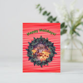 ギフト金ゴールドボウリースクリスマスホリデーハガキ シーズンポストカード (スタンド正面)