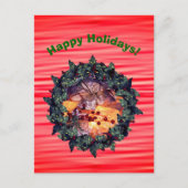 ギフト金ゴールドボウリースクリスマスホリデーハガキ シーズンポストカード (正面)