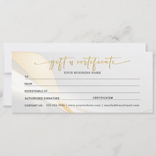 ギフト金ゴールド証明書 (正面)
