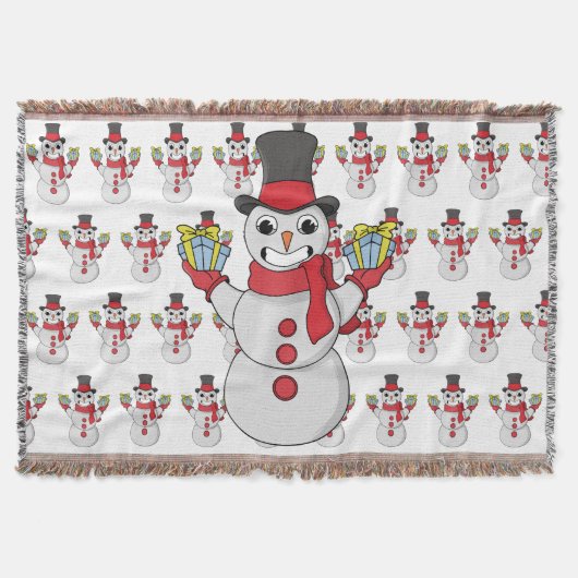 ギフト雪だるま スローブランケット (正面)