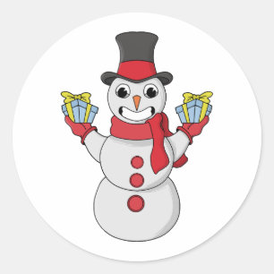 ギフト雪だるま ラウンドシール