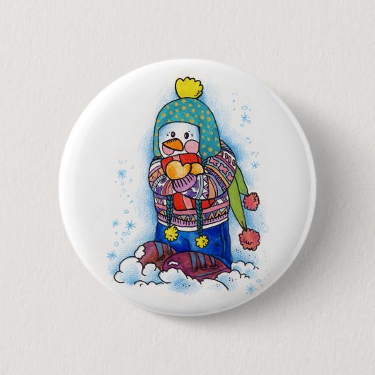 ギフト雪だるま 缶バッジ (正面)