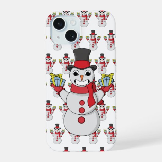 ギフト雪だるま iPhone 15ケース (裏面)