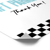 ギフト駐車場ブルーレースカーパーティーテーブル記号 ポスター (角)