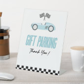 ギフト駐車場ブルーレースカーパーティーテーブル 台座サイン (インサイチュ)