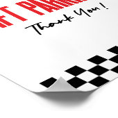 ギフト駐車赤いレースカーパーティーテーブルの標識 ポスター (角)