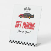 ギフト駐車赤レースカーパーティーテーブル 台座サイン (正面)