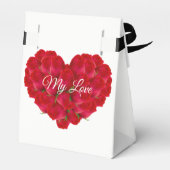 ギフト/お気に入りボックスレッドのバラのハート フェイバーボックス (裏面サイド)