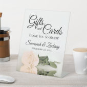 ギフト&カードエレガントアイボリーピーチバラありがとう 台座サイン (インサイチュ)