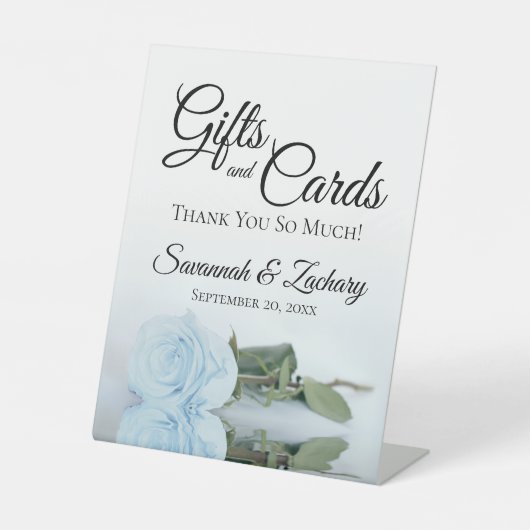 ギフト&カードエレガントダスティブルーバラありがとう 台座サイン (正面)
