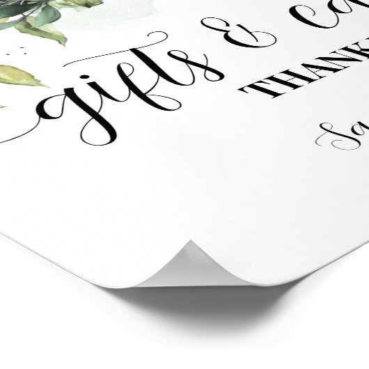 ギフト&カードグリーナリーユーカリ赤ちゃんシャワーサイン ポスター (角)