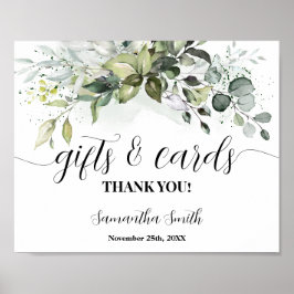 ギフト&カードグリーナリーユーカリ赤ちゃんシャワーサイン ポスター