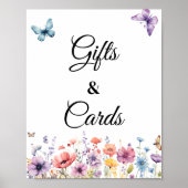 ギフト&カードパステル蝶パーティーサイン ポスター (正面)