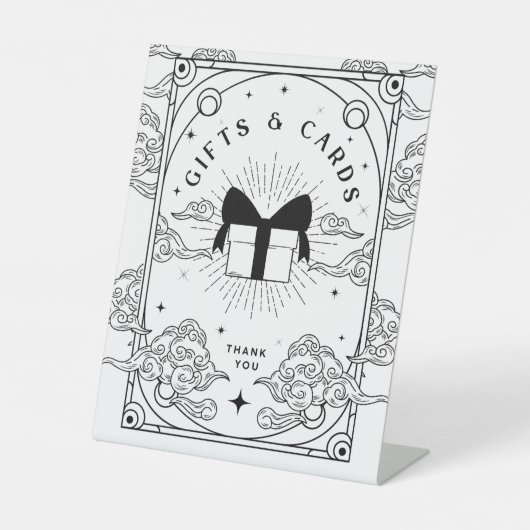 ギフト&カードブラック&ホワイトタロットベビーシャワー 台座サイン (正面)