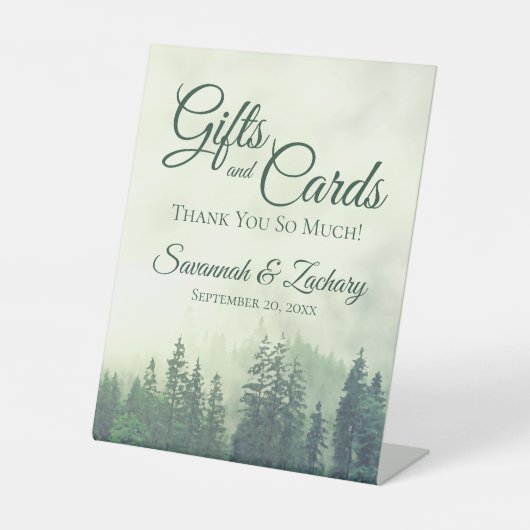 ギフト&カードThank You Foggy Green Pines 結婚's 台座サイン (正面)