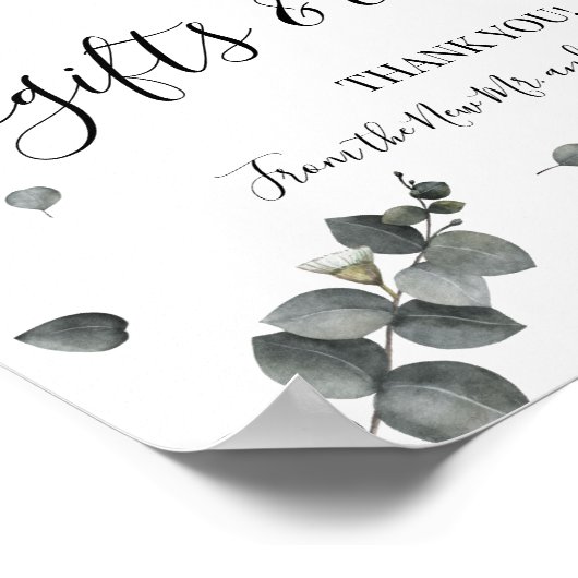 ギフト&カー結婚ドの緑のユーカリ標識 ポスター (角)