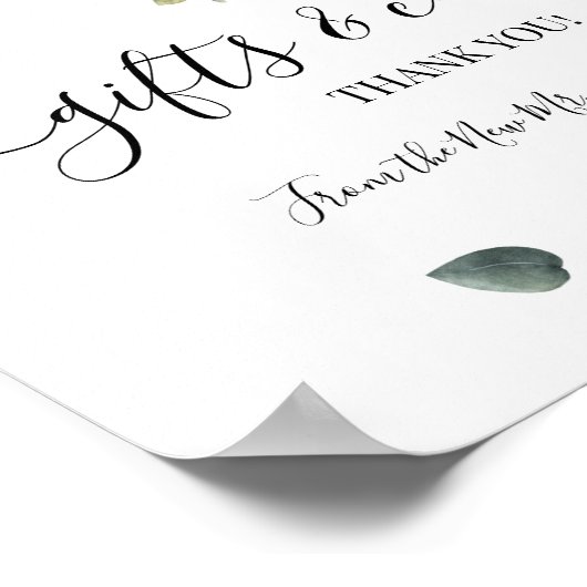 ギフト&カー結婚ドの緑のユーカリ標識 ポスター (角)