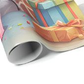 ギフト&ケーキとハッピーキリン |折り返し紙 ラッピングペーパー (ロールコーナー)