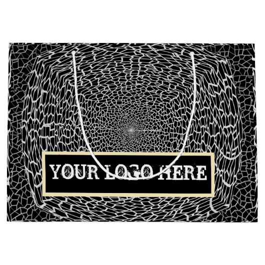 ギフト ゴールデン ブラック シルバー 大型 ギフト バッグ ラージペーパーバッグ (正面)