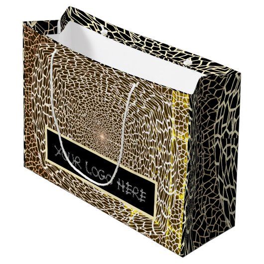 ギフト ゴールデン＆ブラック ラージ ギフトバッグ (正面アングル)