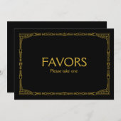 「ギフト」ゴールドアートデコスタイルのウェディングサイン 招待状 (正面/裏面)