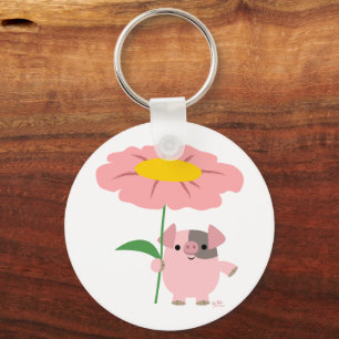 ギフト(ピンクの) Keychainを持つかわいい漫画のコブタ キーホルダー