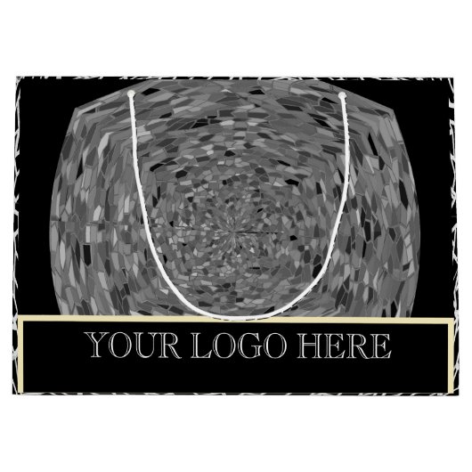 ギフト ブラック シルバー 大型 ギフト バッグ ラージペーパーバッグ (正面)