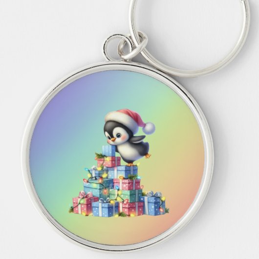 ギフト&ライトカード付きかわいいクリスマスペンギン キーホルダー (正面)