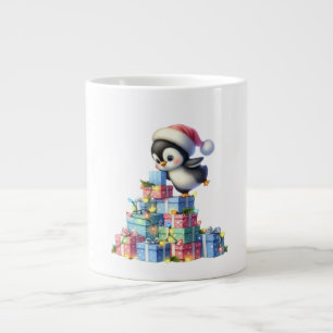 ギフト&ライトカード付きかわいいクリスマスペンギン ジャンボコーヒーマグカップ