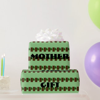 ギフト_MOTHER_LETTER_TREE_GREEN_SAGE_BROWN_BLACK WR ラッピングペーパー