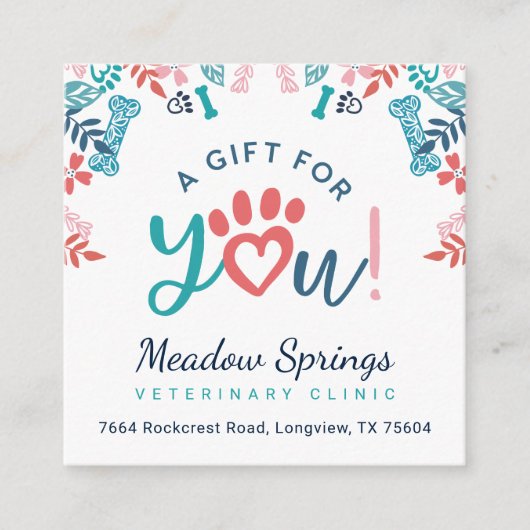 ギフトfor Youフローラ葉ペットポープリントパターン エンクロージャーカード (正面)