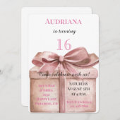 ギフトwithボウ16誕生日 招待状 (正面/裏面)