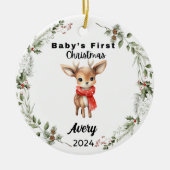 ギフパーソナライズされたトベビーの初めてのクリスマス セラミックオーナメント (正面)