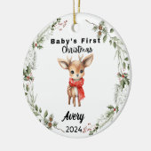 ギフパーソナライズされたトベビーの初めてのクリスマス セラミックオーナメント (左)