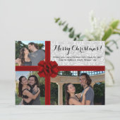 ギフフェイクトボックスボウ、3枚のフォトクリスマスカード シーズンカード (スタンド正面)