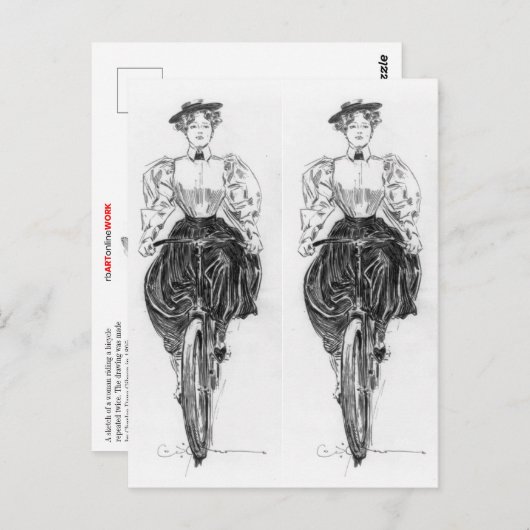 ギブソンの少女が自転車に乗る ポストカード (正面/裏面)