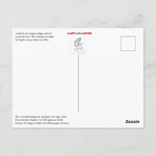 ギブソンの少女が自転車に乗る ポストカード (裏面)