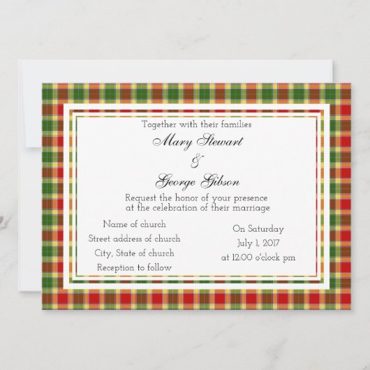 ギブソンスコットランド結婚式招待状 招待状 (正面)