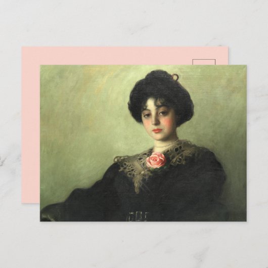 ギブソンビクトリアンバラブラックドレス付き女性 ポストカード (正面/裏面)