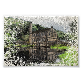 ギブソンミル、ハードキャスルクラグスの鉛筆画 フォトプリント           